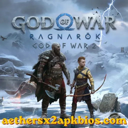 Kratos and Atreus standing in a snowy landscape for God of War Ragnarok.