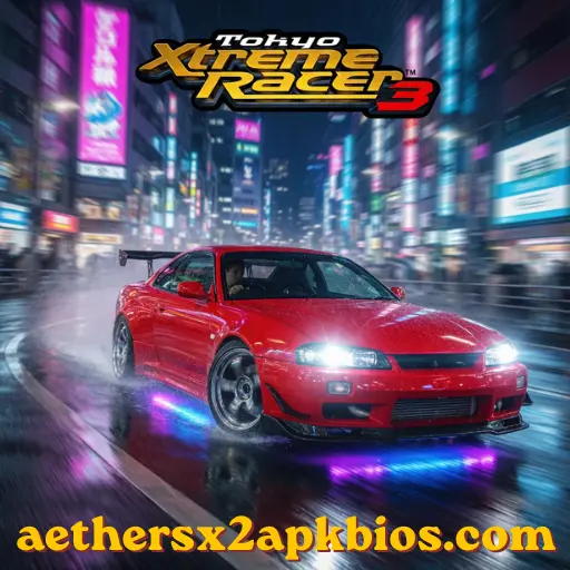 High-performance JDM sports car racing on a Japanese highway at night in Xtreme Racer 3.