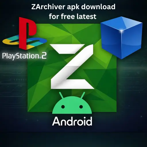 ZArchiver APK free download for Android featuring PlayStation 2 ISO extraction and file management support.