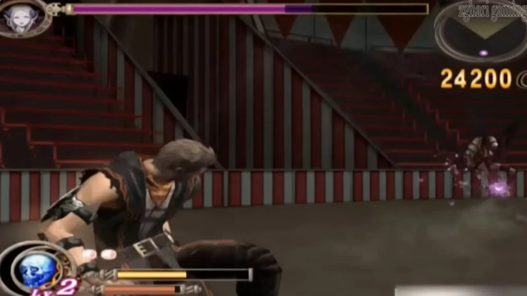Third-person action game combat rendered clearly on a PlayStation 2 emulator for PC.