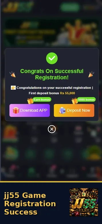 JJ55 GAME REGISTRATION SCREEN SUCCESFUL